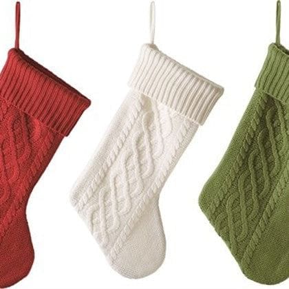 Cable Knit Stocking With Ribbed Cuff 20 Inch - - Shelburne Country Store