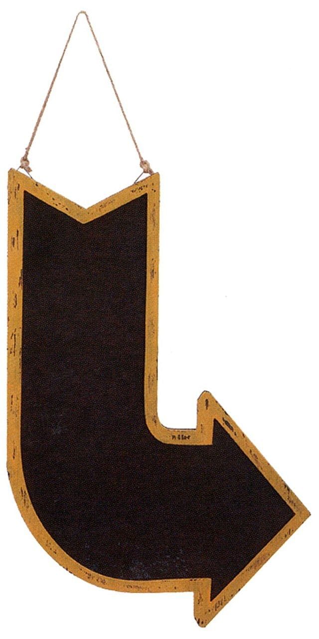 Wood Chalk Curved Arrow Wall Hanger - Shelburne Country Store