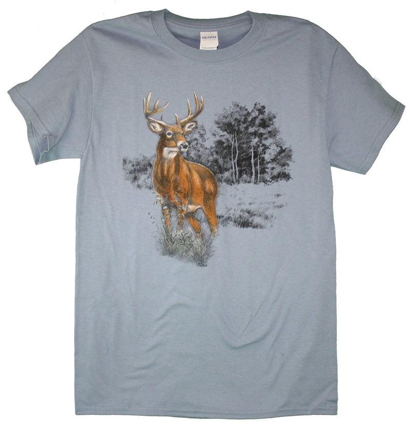 White Tail Deer on Stone Blue T-Shirt - - Shelburne Country Store