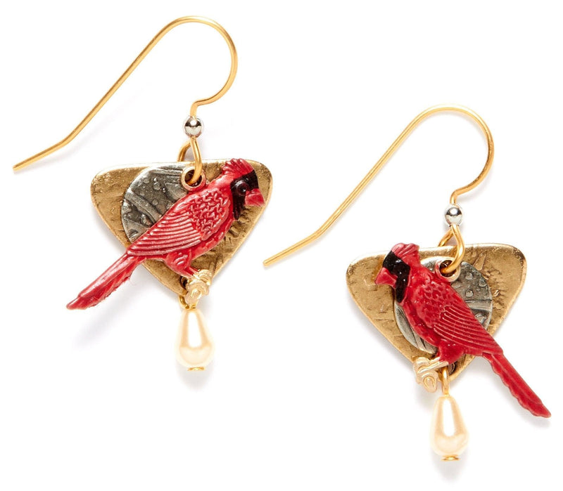 Cardinal with Pearl Drop Earrings - Shelburne Country Store