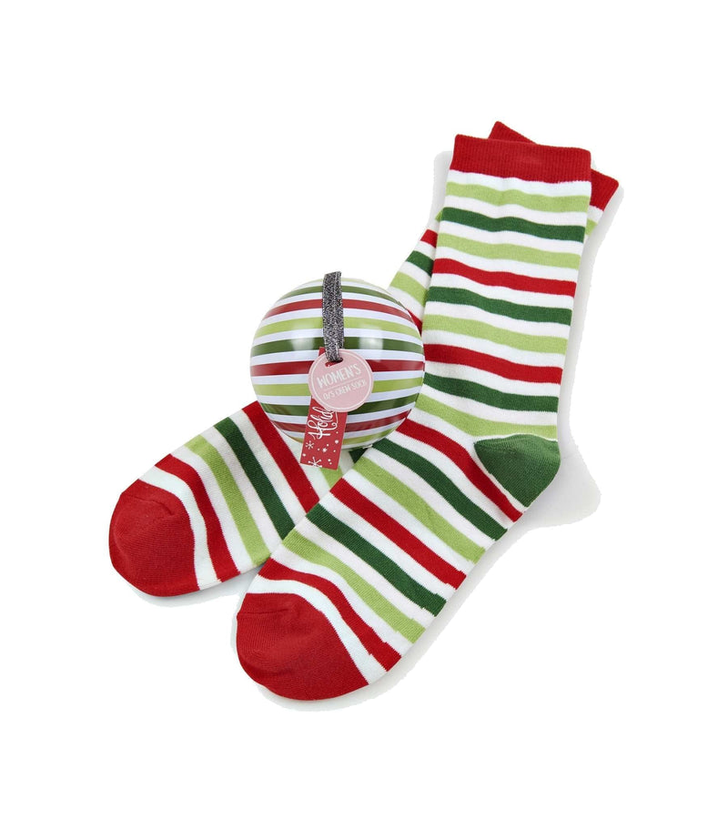 Christmas Stripe Women's Socks in Ornament Ball - Shelburne Country Store