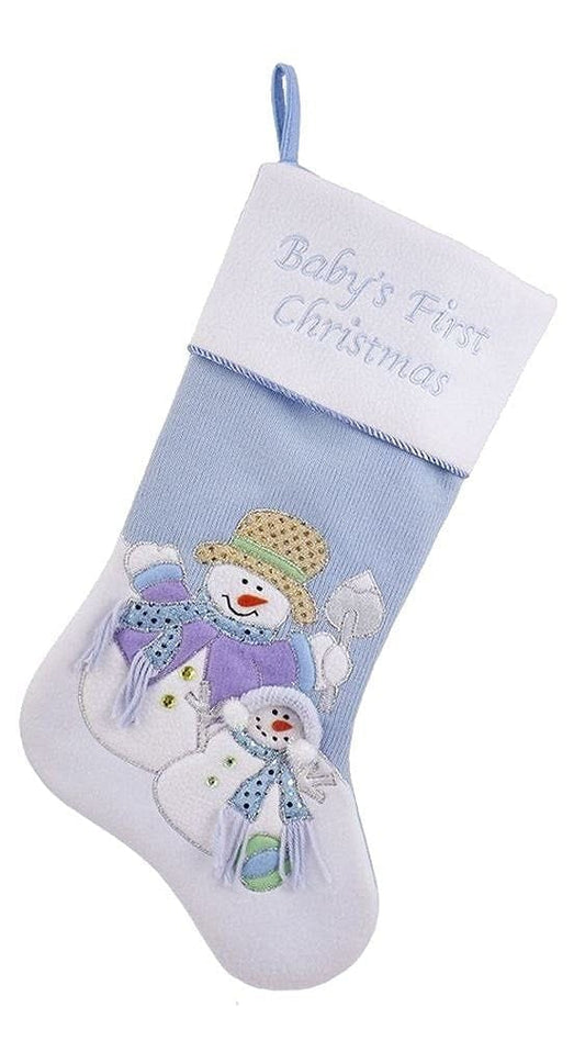 20.5 inch Knit Snowmen Applique Stocking - - Shelburne Country Store