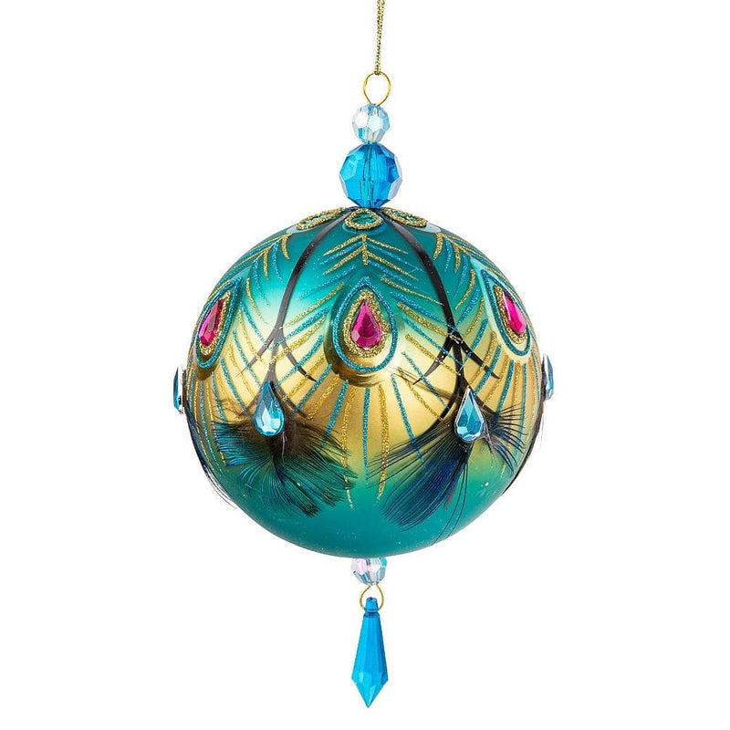 Fancy Peacock Ball Ornament - Shelburne Country Store
