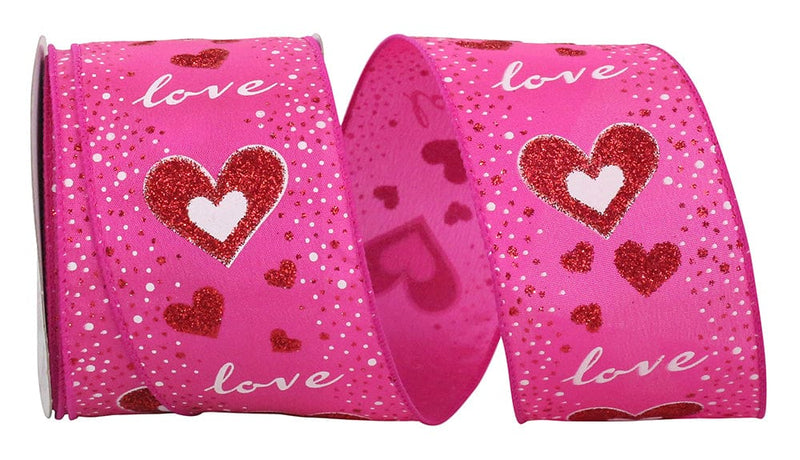 Ribbon - Love Glitter Hearts Wired Edge - - Shelburne Country Store