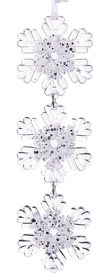Clear Snowflake Drop Ornaments -  Wide Center - Shelburne Country Store