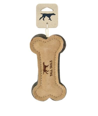 Natural Leather & Wool Bone Toy - 6" - Shelburne Country Store