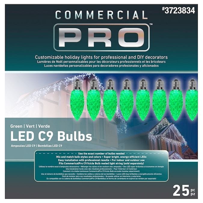 Commcercial Green LED C9 Light Bulbs - 25 Pack - Shelburne Country Store