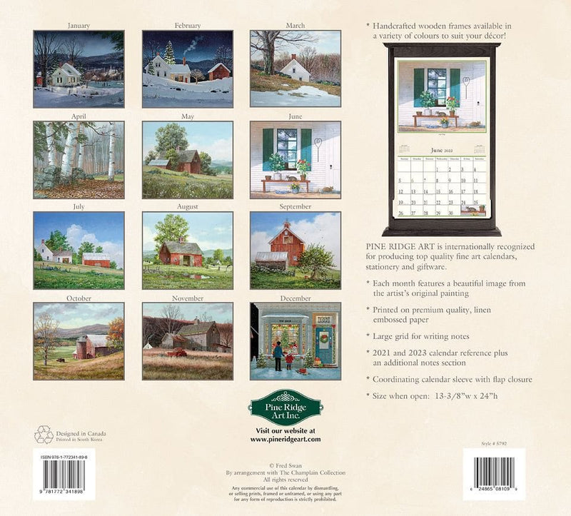 2022 Fred Swan Wall Calendar - A Place to call Home - Shelburne Country Store