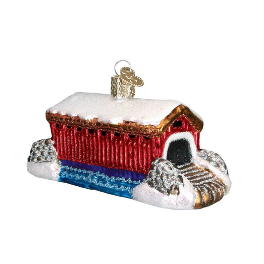 Old World Christmas Covered Bridge Glass Blown Ornament - Shelburne Country Store