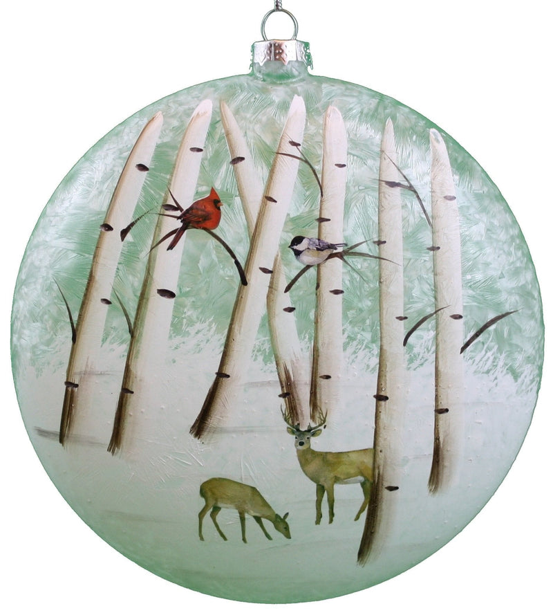 Oval Glass Ornament - Forest - Deer 6 x 6 x 6 - Shelburne Country Store