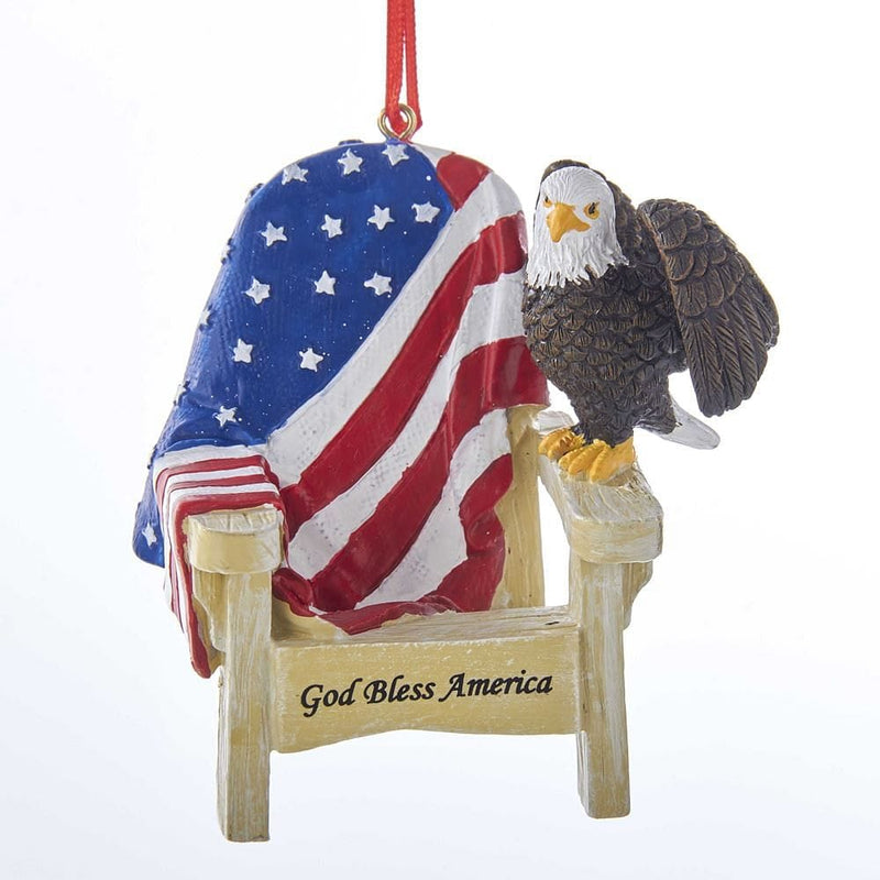 Adirondack Chair With American Flag and Bald Eagle Ornament - Shelburne Country Store
