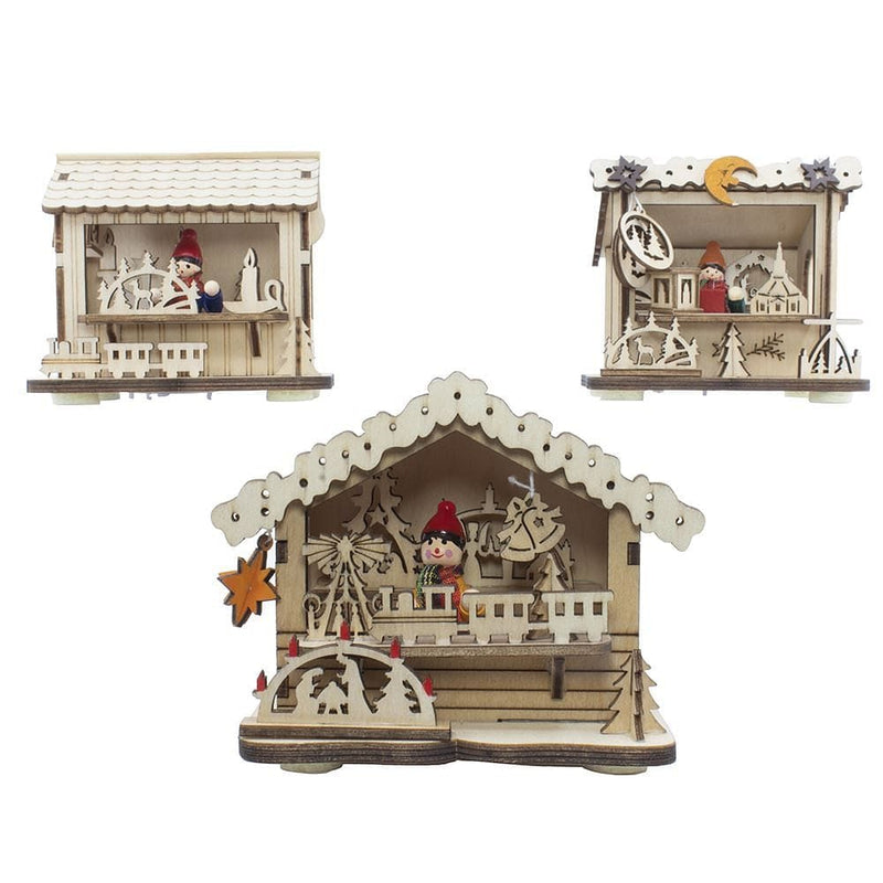 Battery-Operated LED Light-Up Wooden House - - Shelburne Country Store