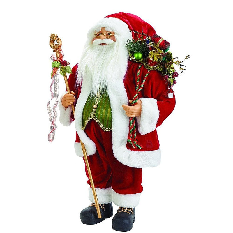 24 inch Red Standing Santa With Gift Bag - Shelburne Country Store