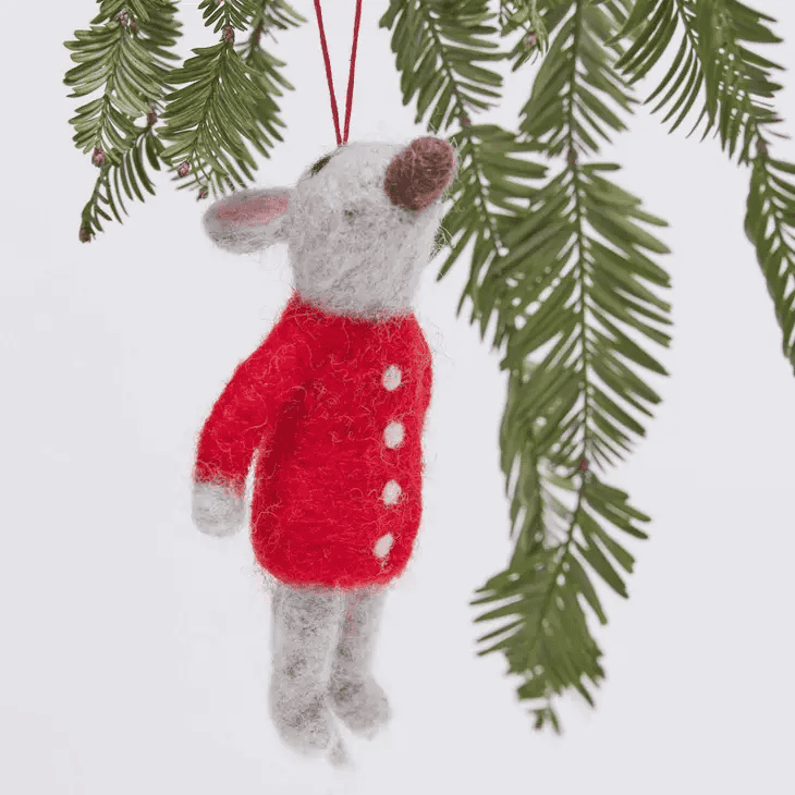 Red Sweater Mouse Felt Ornament - Shelburne Country Store