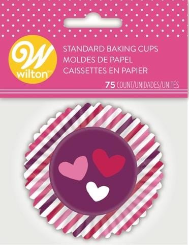Standard Baking Cups - Striped Hearts - 75 Pack - Shelburne Country Store
