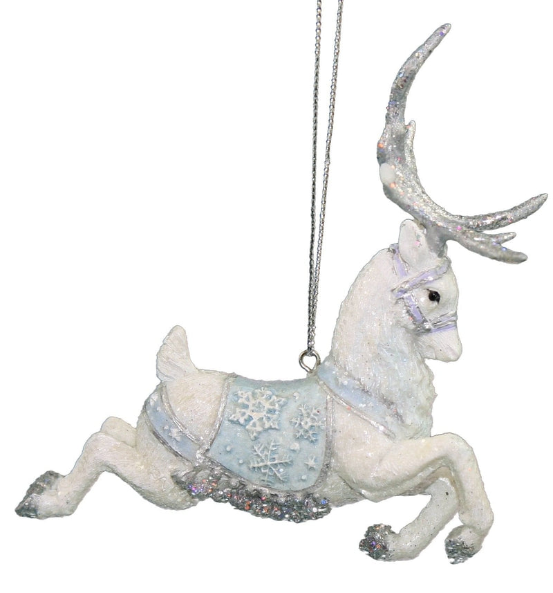 Kurt Adler Frosted Kingdom Snow Reindeer Ornament - Horns - Shelburne Country Store