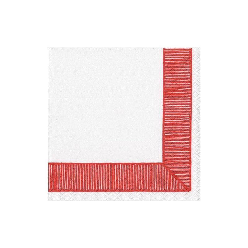 Ribbon Border Paper Cocktail Napkins in Red - 20 Per Package - Shelburne Country Store