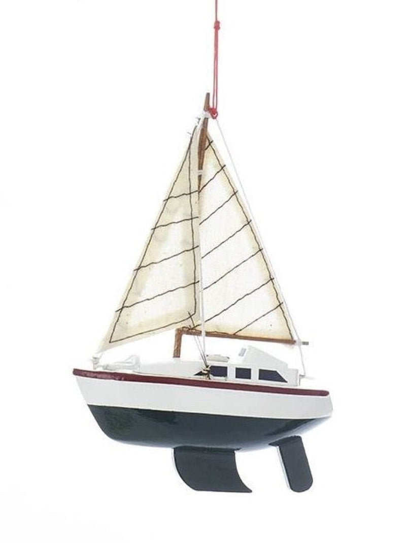 Yacht With Sails Wooden Ornament -  Green - Shelburne Country Store