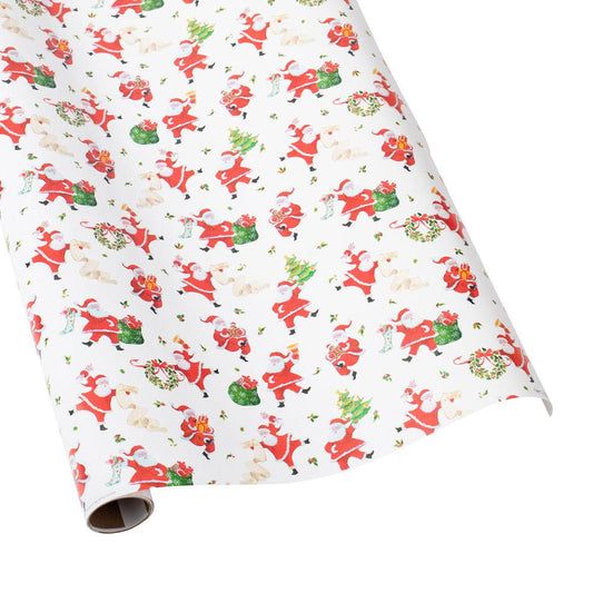 Dancing Santas Wrapping Paper - 30" x 8' Roll - Shelburne Country Store