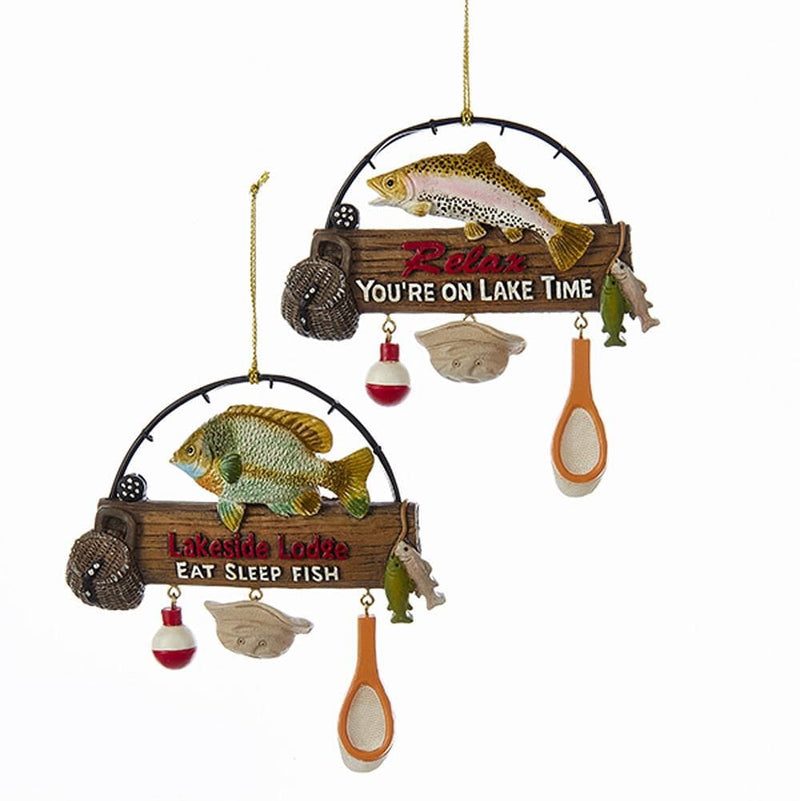 4.25 Inch Fishing Rod Sign With Dangles - Motto - Shelburne Country Store