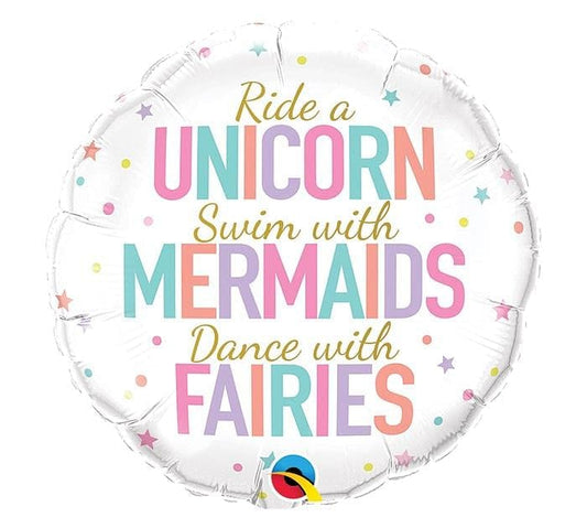 Unicorn Mermaids Fairies Foil Mylar Balloon - Shelburne Country Store