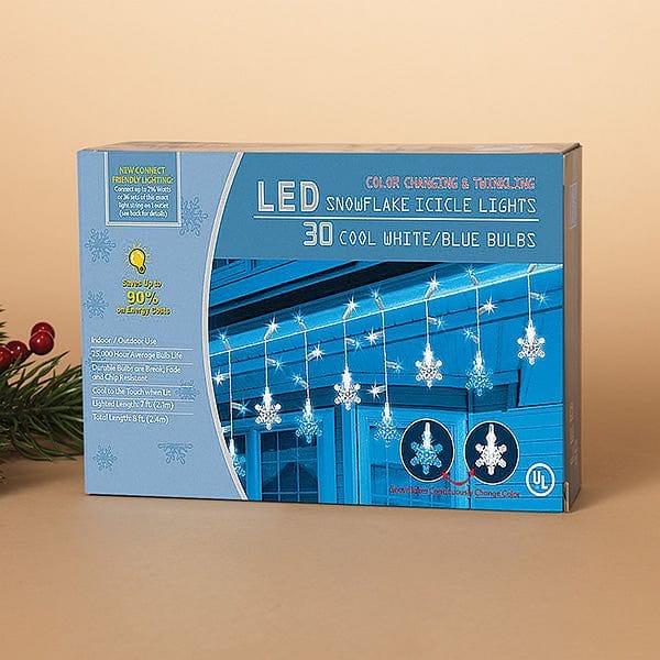 30 Color Changing and Blinking LED Snowflake Light Set - Shelburne Country Store