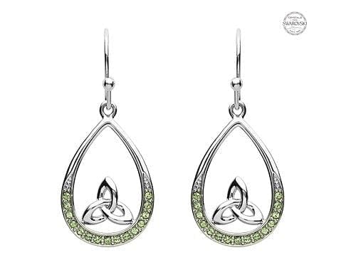 Platinum Plate Peridot Trinity Earrings  With Swarovski Crystals - Shelburne Country Store