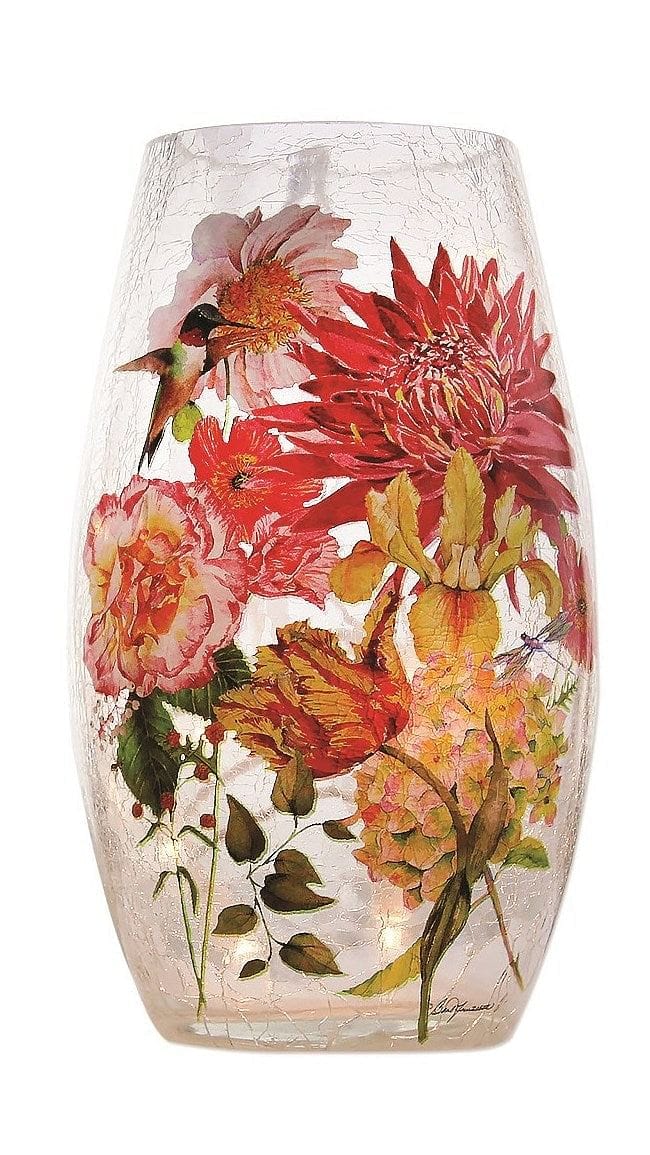 7 Inch Lighted Glass Vase - English Garden - - Shelburne Country Store