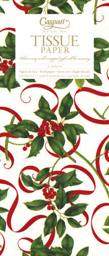 Holly And Ribbons - Tissue Pkg 4 Sheets - Shelburne Country Store