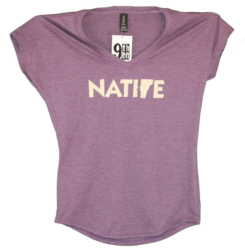 Womens Heather Aubergine Native  T - Shirt - - Shelburne Country Store