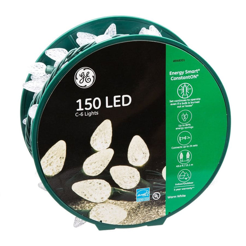 150 LED C6 String Lights on Spool - Warm White/Green Wire - Shelburne Country Store