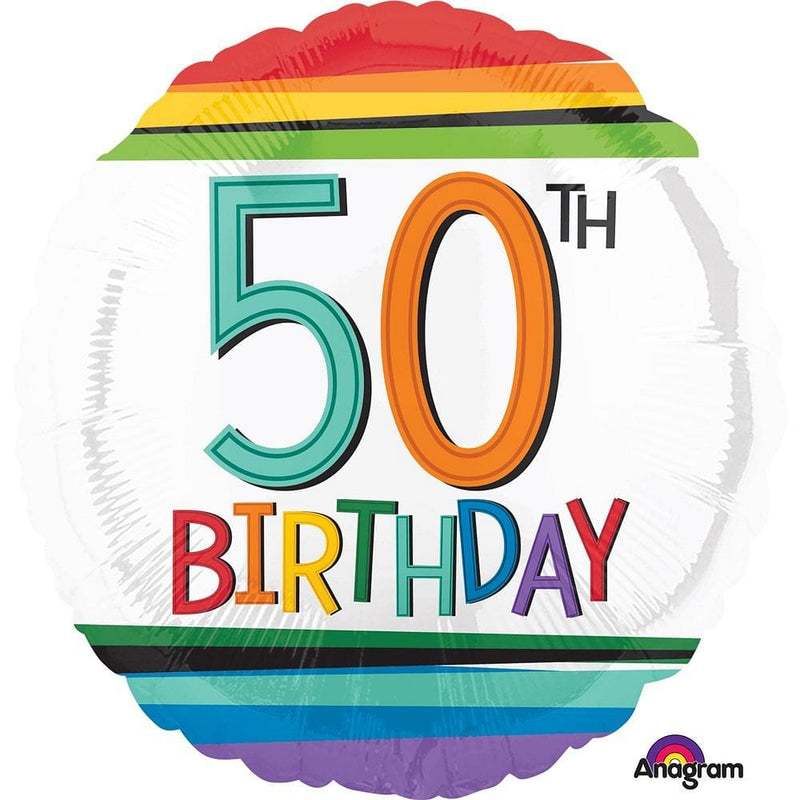 Rainbow Birthday 50th Birthday 17" Balloon - Shelburne Country Store