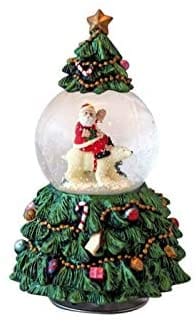 Fir tree Snowglobe with Santa riding a Polar Bear - Shelburne Country Store