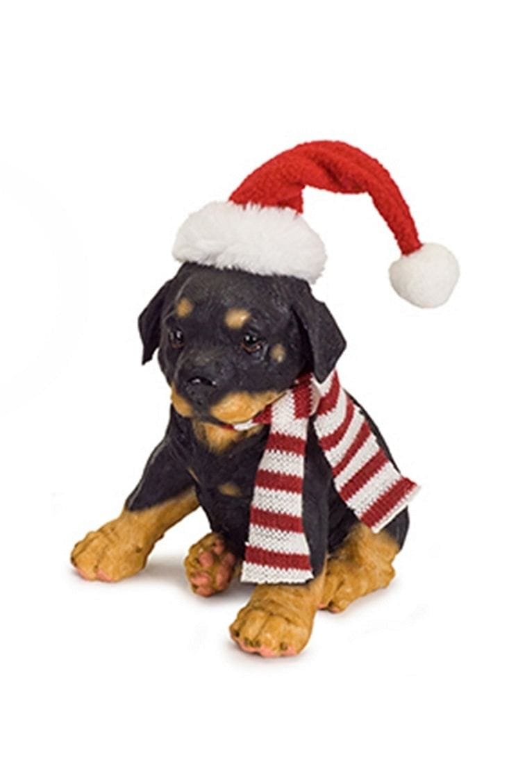 Resin Puppy wearing a Scarf and Hat - - Shelburne Country Store