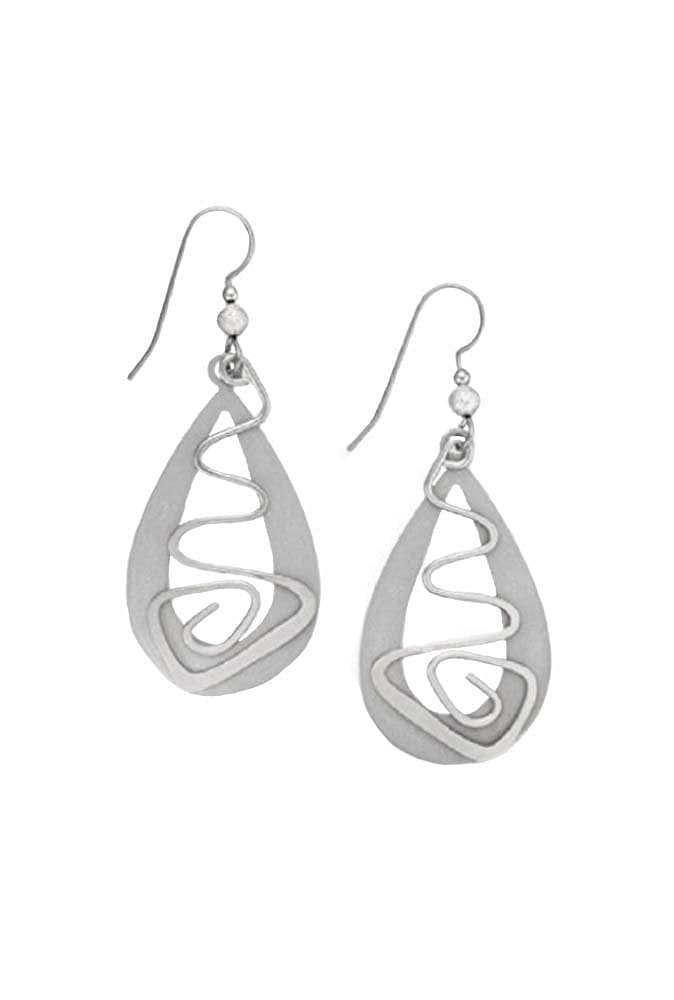 Silvertone Teardrops With Squiggle Hoop Earrings - Shelburne Country Store