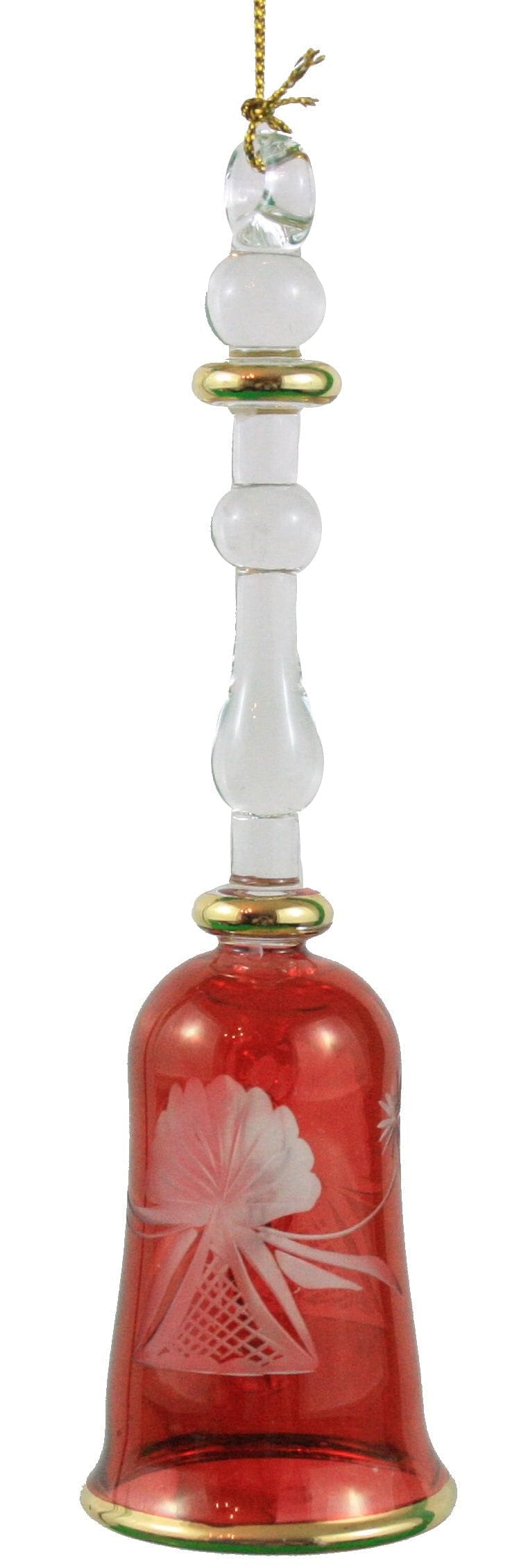 Clear Crystal Bell with Gold Accent Ornament -  Christmas Red - Shelburne Country Store