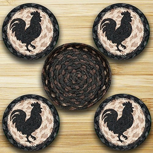 5 Inch Braided Coaster Set With Basket - - Shelburne Country Store