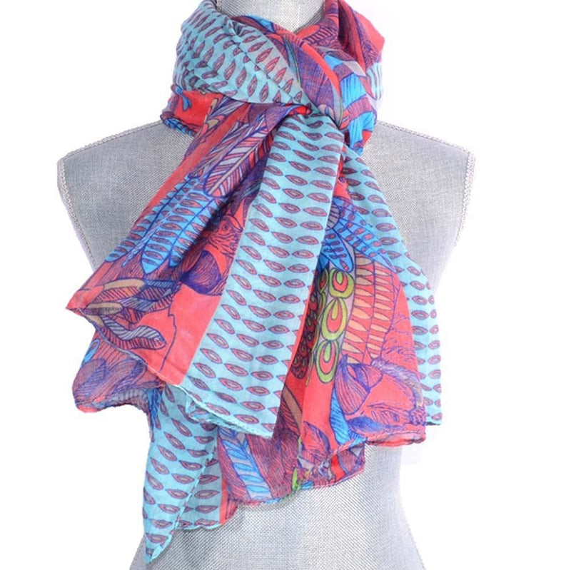 71 inch Pink/Blue Parrot Paradise Scarf - Shelburne Country Store