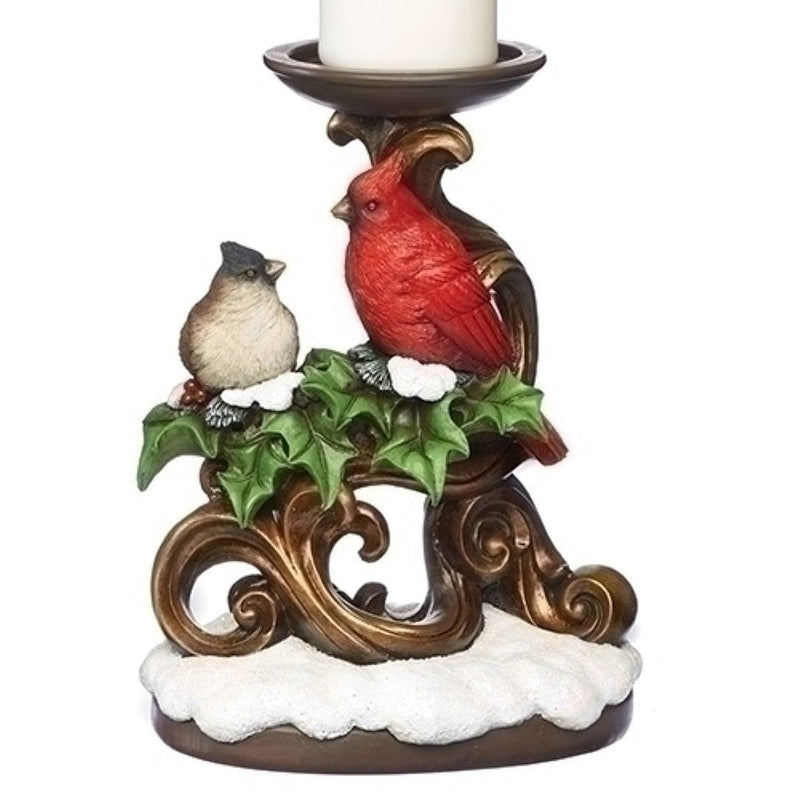 Holly with Cardinal Votive Candle Holder Gold Scroll - Shelburne Country Store