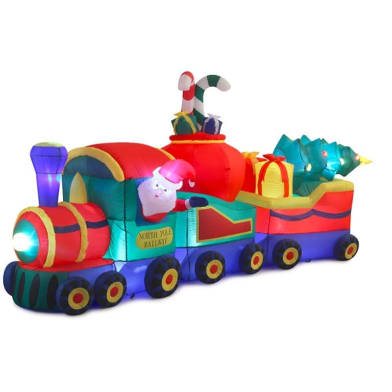 12 Foot LED Light-up Self-Inflating Santa Christmas Train - Shelburne Country Store