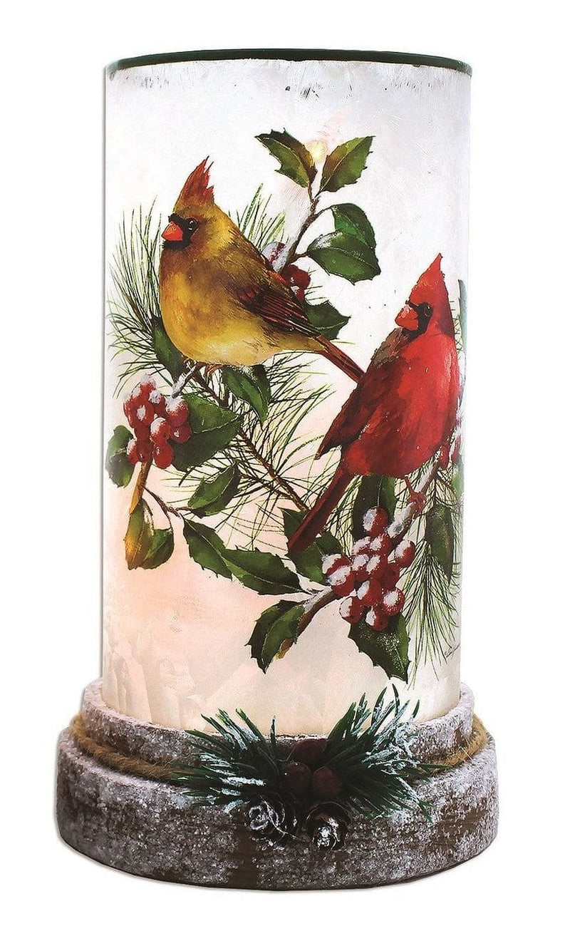 Lighted Hurricane - Cardinal with Holly - - Shelburne Country Store