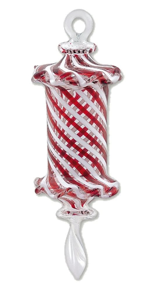 Egyptian Glass Ruffled Barber Pole - Peppermint Swirl - Shelburne Country Store