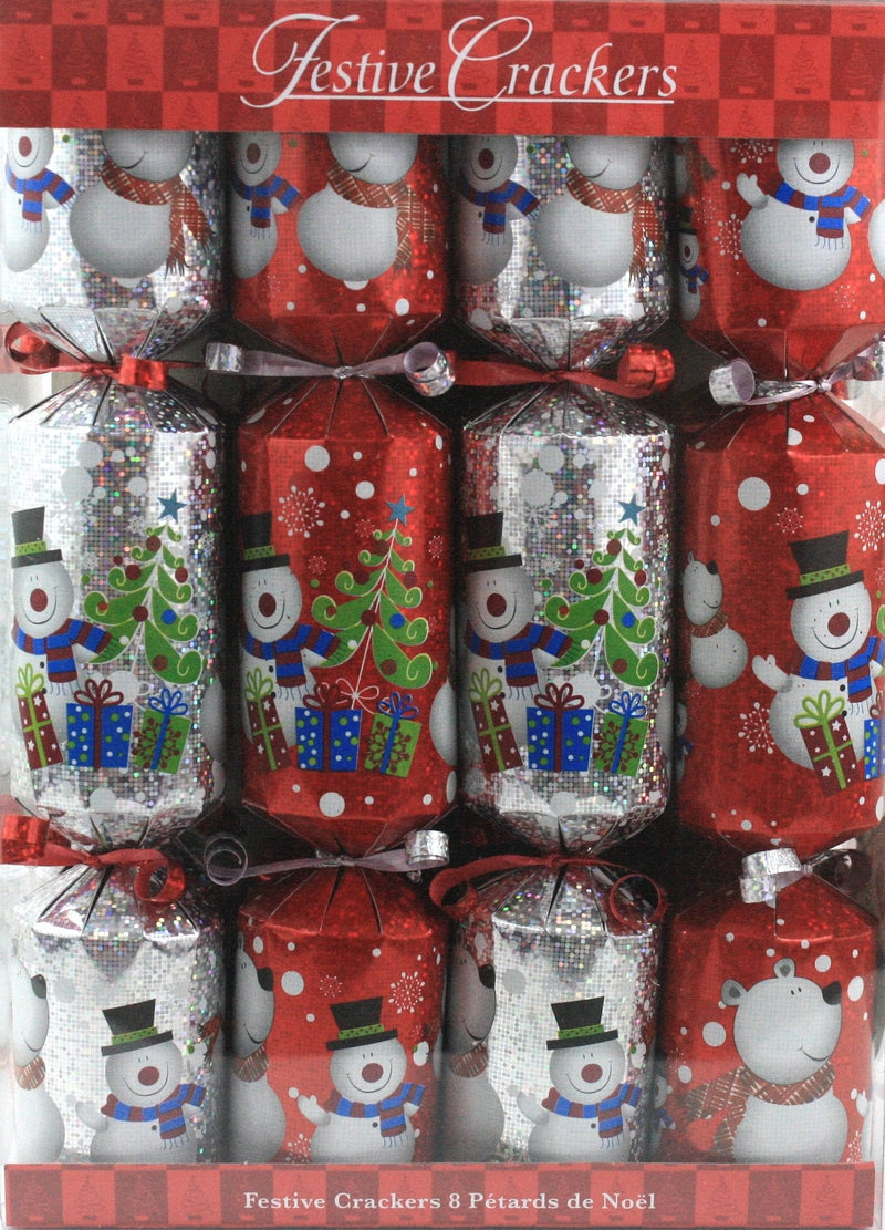 10 inch Holographic Snowmen Crackers - 8 Count - Shelburne Country Store
