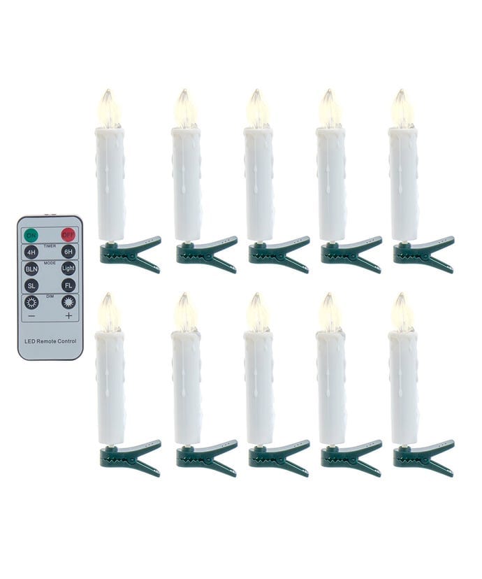 Battery Operated 10-Light Warm White LED Miniature Candle Light Set - Shelburne Country Store