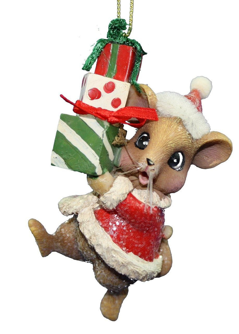 Mouse With Gift Boxes Ornament - 3 Gifts - Shelburne Country Store