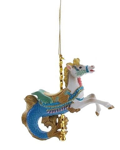 Resin Carousel Ornament - Mermaid Horse - Shelburne Country Store