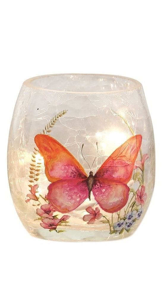 3 Inch Lighted Glass Vase - Pastel Butterflies - - Shelburne Country Store