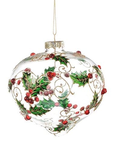 Glass Ornament With Mistletoe - - Shelburne Country Store