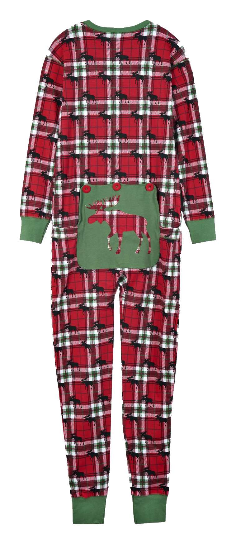 Adult Union Suit - Holiday Moose on Plaid - - Shelburne Country Store