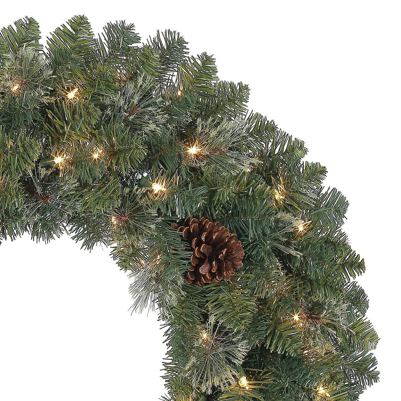 Mixed Pine Wreath With Lights: 30 inches - Shelburne Country Store